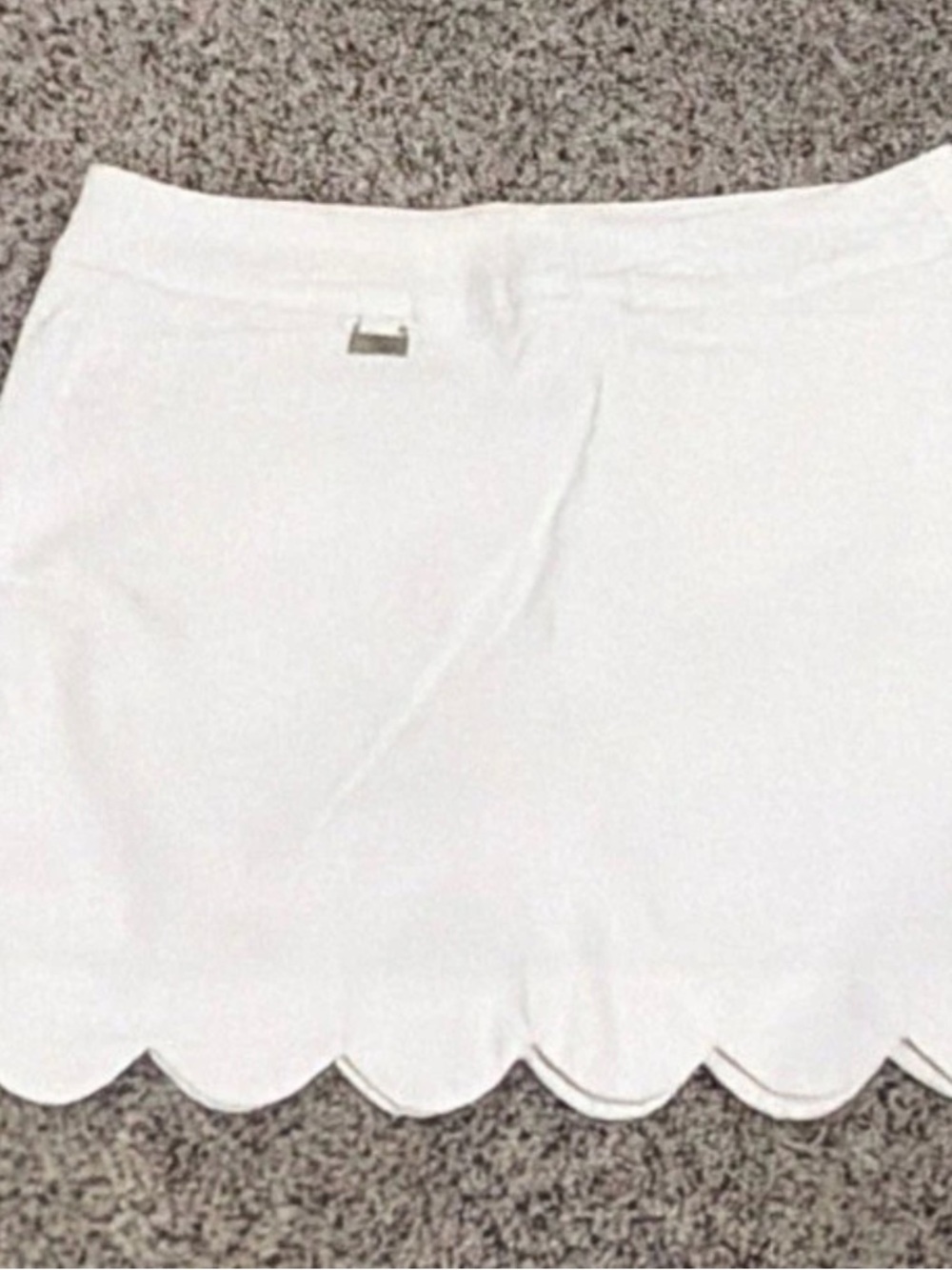 White Scalloped-Hem Mini Skirt